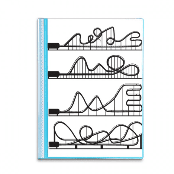 Amusement Park Black Roller Coaster Outline Book Sheet Protectors Portfolio Binder Folder