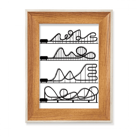 Amusement Park Black Roller Coaster Outline Desktop Wooden Photo Frame Display Picture Art Painting Multiple Sets