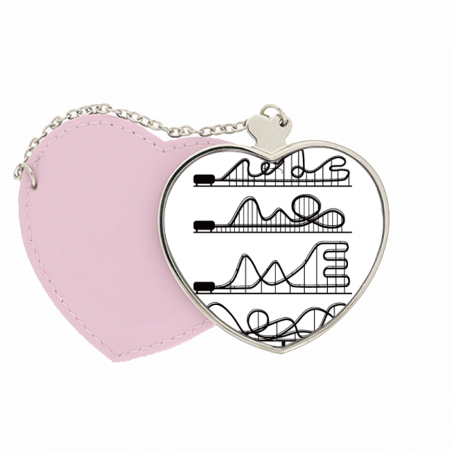 Amusement Park Black Roller Coaster Outline Mirror Travel Purse Makeup