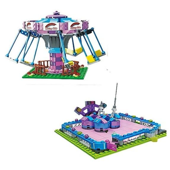 General Jim's Toys & Bricks Amusement Park Modular Set, Bumper Car, Swing Ride – Collector Building Blocks