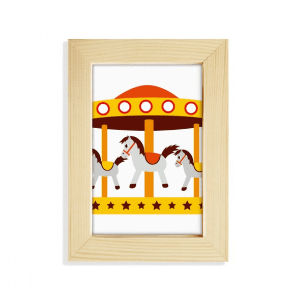 Amusement Park Color Carousel Illustration Desktop Display Photo Frame Picture Art Painting 5x7 inch