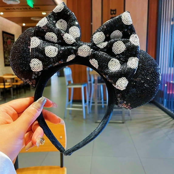 Amusement Park Themed Bow Headbands – Deluxe Sequin Mickey-Style Ear Headbands for Women, Cosplay & Party Hair Accessories (Mix & Match, Min. 3 pcs)