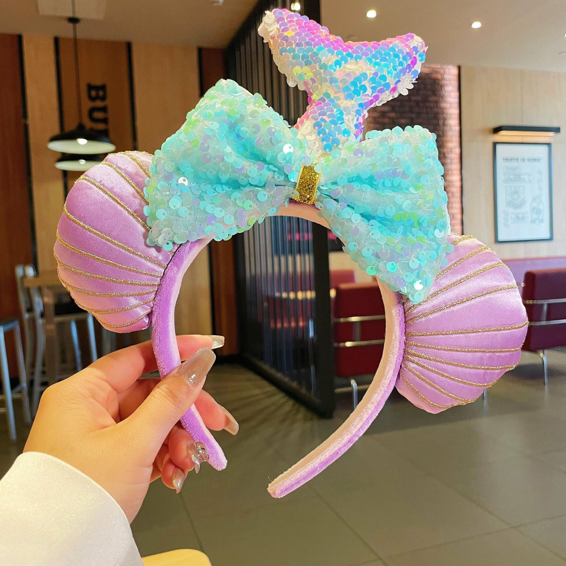 Amusement Park Themed Bow Headbands – Deluxe Sequin Mickey 
