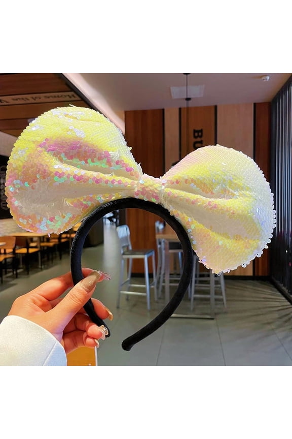 Amusement Park Themed Bow Headbands – Deluxe Sequin Mickey-Style Ear Headbands for Women, Cosplay & Party Hair Accessories (Mix & Match, Min. 3 pcs)