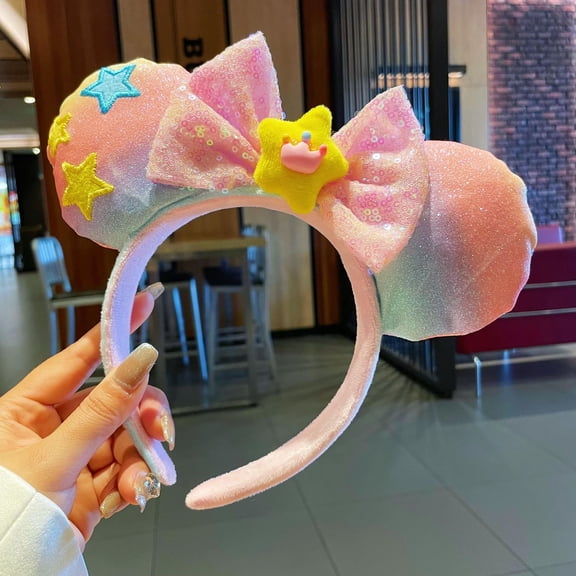 Amusement Park Themed Bow Headbands – Deluxe Sequin Mickey-Style Ear Headbands for Women, Cosplay & Party Hair Accessories (Mix & Match, Min. 3 pcs)