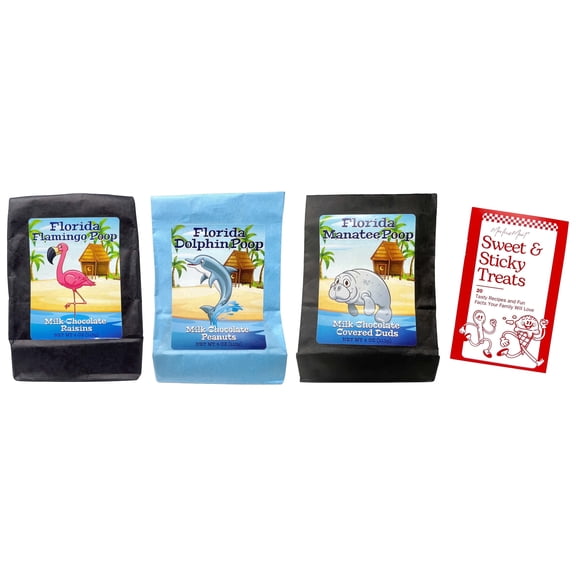 Amusemints Florida Poop Chocolate Candies Variety 3-Pack | Flamingo, Dolphin & Manatee | 4 oz | MerlinsMart Zine