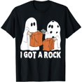 thumbnail image 1 of Amusing Spooky - Season Themed Patterned Tee,Tops Boasts "I GOT A ROCK" Text and Ghost & Treat Bag Illustrations, Round Neck Regular Fit T - shirts, Size(S - 5XL), 1 of 5