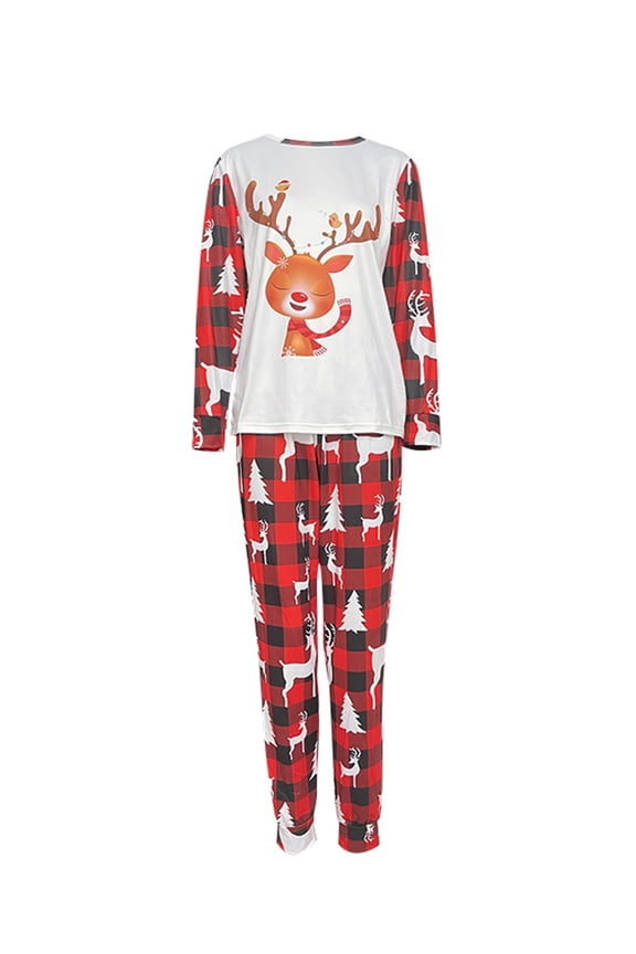 Parent-Child Christmas Nightclothes, Long Sleeve Christmas Elk Print Tops Trousers Suit / Romper