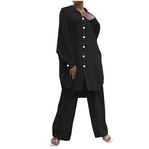Amvlyk 2 Piece Sets for Women Long Sleeve Sweatshirt Pullover Long Sleeve Tops and Elastic Waist Pants with Pockets Sweatsuit Sets Workout Lounge Suits Two Piece Sets for Business Work Travel