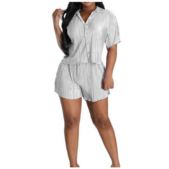 Amvlyk 2 Piece Sets for Women Summer Short Sleeve Top Sweatsuit Shorts Pleated Sets Jogger Tracksuit Sets Casual Workout Outfits Fashion Two Piece Lounge Sets for Vacation Running Gym Travel Outfits