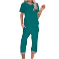 thumbnail image 1 of Amvlyk 2 Piece Sets for Women Summer Short Sleeve Tops and Pants with Pockets Tracksuit Sets Casual Workout Outfits Fashion Two Piece Sets for Vacation Running Travel Outfits, 1 of 7