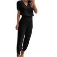 thumbnail image 1 of Xugsiok 2 Piece Sets for Women Summer Short Sleeve Tops and Wide Leg Pants with Pockets Tracksuit Sets Casual Workout Outfits Fashion Two Piece Sets for Vacation Running Travel Outfits, 1 of 6