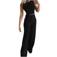 thumbnail image 1 of Amvlyk 2 Piece Sets for Women Summer Sleeveless Tops and Wide Leg Pants Tracksuit Sets Casual Jogger Workout Outfits Fashion Two Piece Lounge Sets for Vacation Running Travel Outfits, 1 of 7