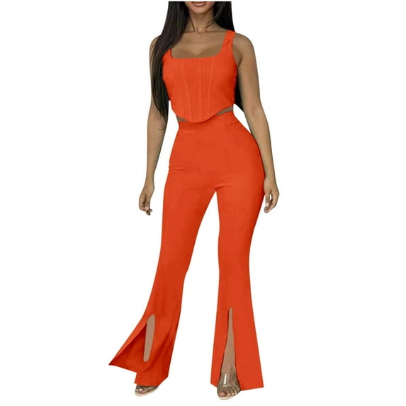 Xugsiok 2 Piece Sets for Women Summer Sleeveless Tunic Vest and Pants Tracksuit Sets Casual Jogger Workout Outfits Fashion Two Piece Sets for Vacation Running Travel Outfits