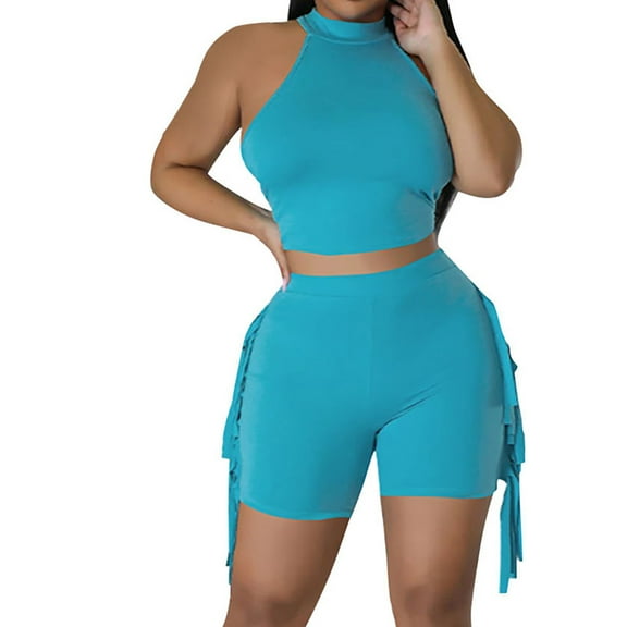 Amvlyk 2 Piece Sets for Women Summer Sleeveless Yoga Vest Sweatsuit Shorts Sets Jogger Tracksuit Sets Casual Workout Outfits Fashion Two Piece Lounge Sets for Vacation Running Gym Travel Outfits