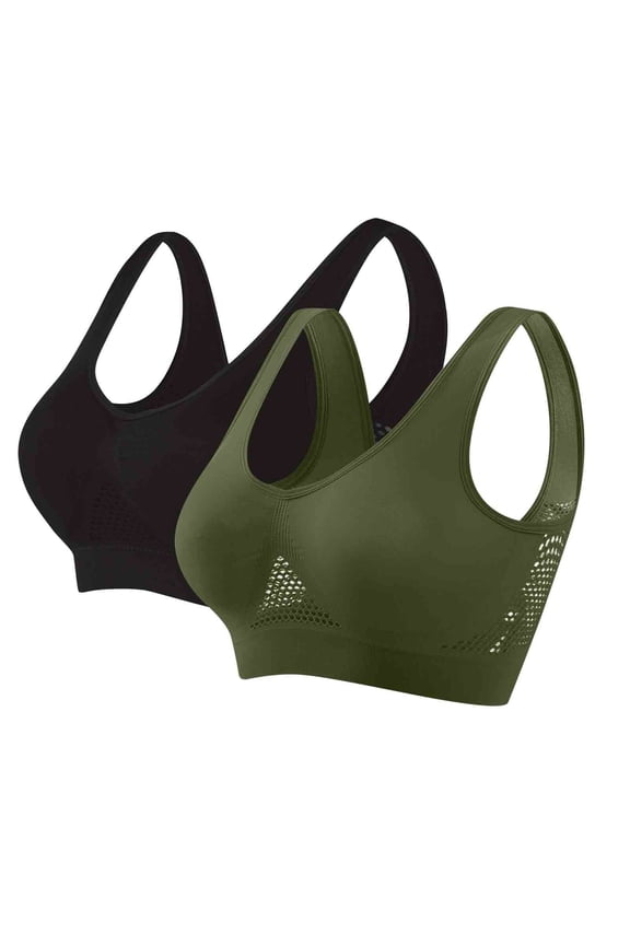 2PC Sports Bra for Women No Underwire Lifting Push Up Yoga Bra Seamless Soft High Impact Workout Bra Full Coverage Supportive Bra Comfort Breathable Everyday Bras for Running Yoga