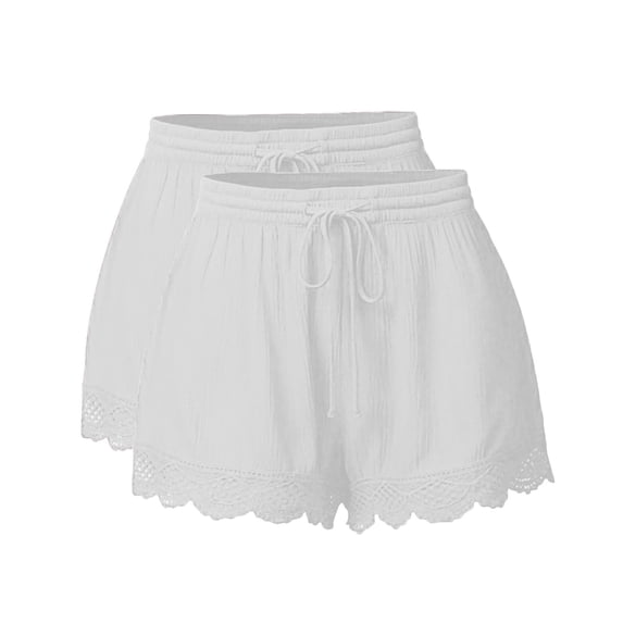 Amvlyk 2Pc Lounge Shorts for Women Summer Leggings Yoga Shorts Solid Color Lace Athletic Shorts Lightweight Slim Shorts for Casual Running Yoga Gym Workout
