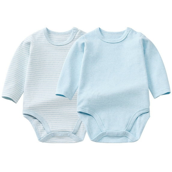 Xugsiok 2Pc Rompers for Toddler Outfits Soft Fashion Striped Newborn Clothes Spring Casual Long Sleeve Jumpsuits Solid Color Onesie Bodysuits for Infant Baby Boy Girl
