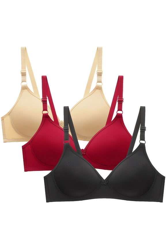 3PC Bralette Bras for Women Wireless Bras Comfortable Push Up Bra No Underwire Bra Full Support Lift Everyday Seamless Tshirt Bras for Women