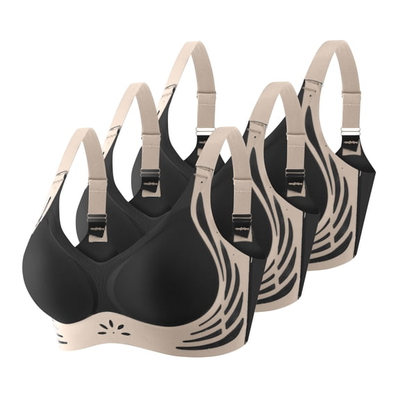 Amvlyk 3PC Bras for Women Wireless Push Up Bra Multiple Color Bra Soft Breathable Seamless Convertible Bra Comfortable Fashion Everyday Bra for Workout Walking Activewear Sleep