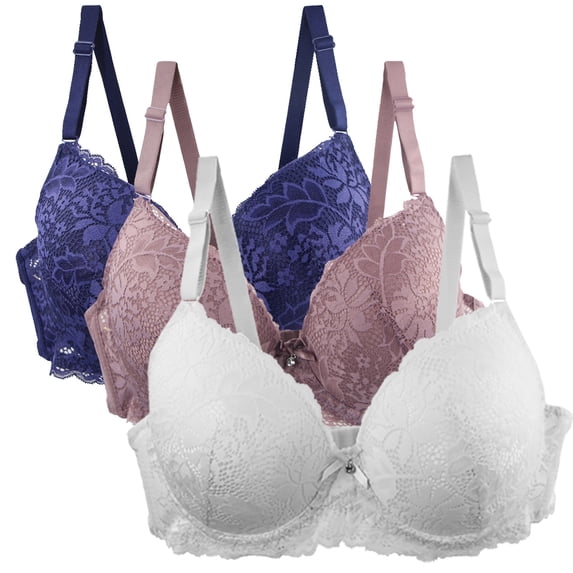 Amvlyk 3PC Sports Bra for Women No Underwire Supportive Push Up Bra Seamless Soft Adjustable Straps Yoga Basic Top Workout Bra Full Coverage Breathable Comfort Everyday Bras for Daily Yoga Lounging