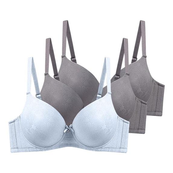 Amvlyk 3Pc Minimizer Bras for Women Plus Size Underwire Comfort Push Up Bras with Adjustable Straps Lifting Printed Supportive Tshirt Bra Seamless Lightly Smoothing Everyday Bras