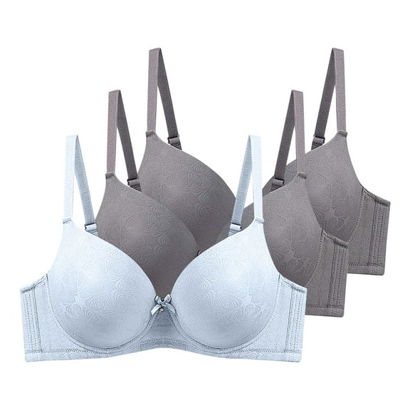 Amvlyk 3Pc Minimizer Bras for Women Plus Size Underwire Comfort Push Up Bras with Adjustable Straps Lifting Printed Supportive Tshirt Bra Seamless Lightly Smoothing Everyday Bras