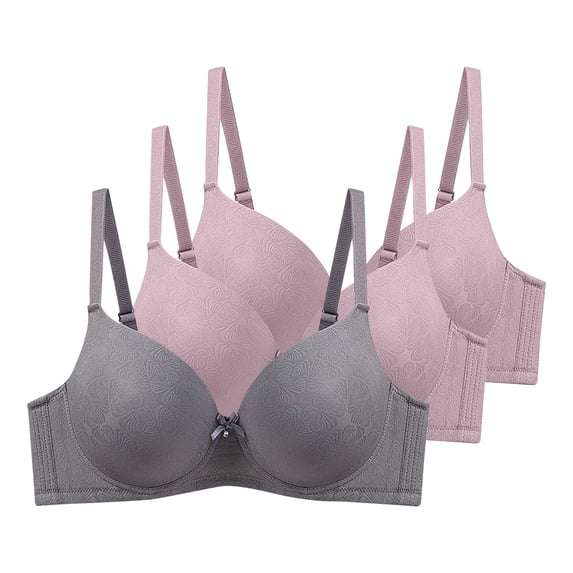 Amvlyk 3Pc Minimizer Bras for Women Plus Size Underwire Comfort Push Up Bras with Adjustable Straps Lifting Printed Supportive Tshirt Bra Seamless Lightly Smoothing Everyday Bras