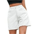 thumbnail image 1 of Xugsiok Bermuda Jean Shorts for Women Trendy Casual Shorts Solid Color High Waist Casual Athletic Shorts with Pockets Summer Lightweight Loose Shorts for Summer Walking Running, 1 of 5