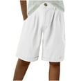 thumbnail image 1 of Xugsiok Bermuda Shorts for Women Cotton and Linen Wide Leg Knee-Length Workout Pants with Pockets Button Down High Waist Straight Athletic Shorts Lightweight Running Shorts for Vacation Walking, 1 of 5