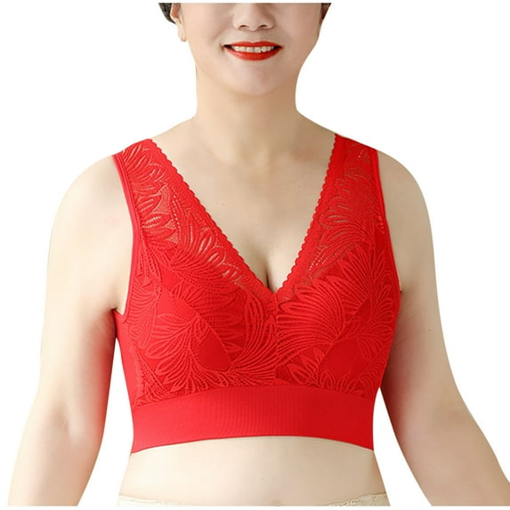 Amvlyk Bras for Women V Neck No Wireless Seamless Push Up Bras Soft Full Coverage Bra with Wide Shoulder Straps Vest Supportive Comfort Breathable Everyday Bras for Running Daily Yoga Lounging