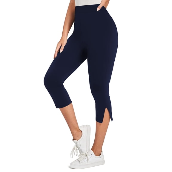 Xugsiok Capri Pants for Women Quick Dry Soft Breathable Split Yoga Pants Workout Capri Leggings Stretchy Lightweight Running Jogger Pant for Summer Activewear Gym Yoga