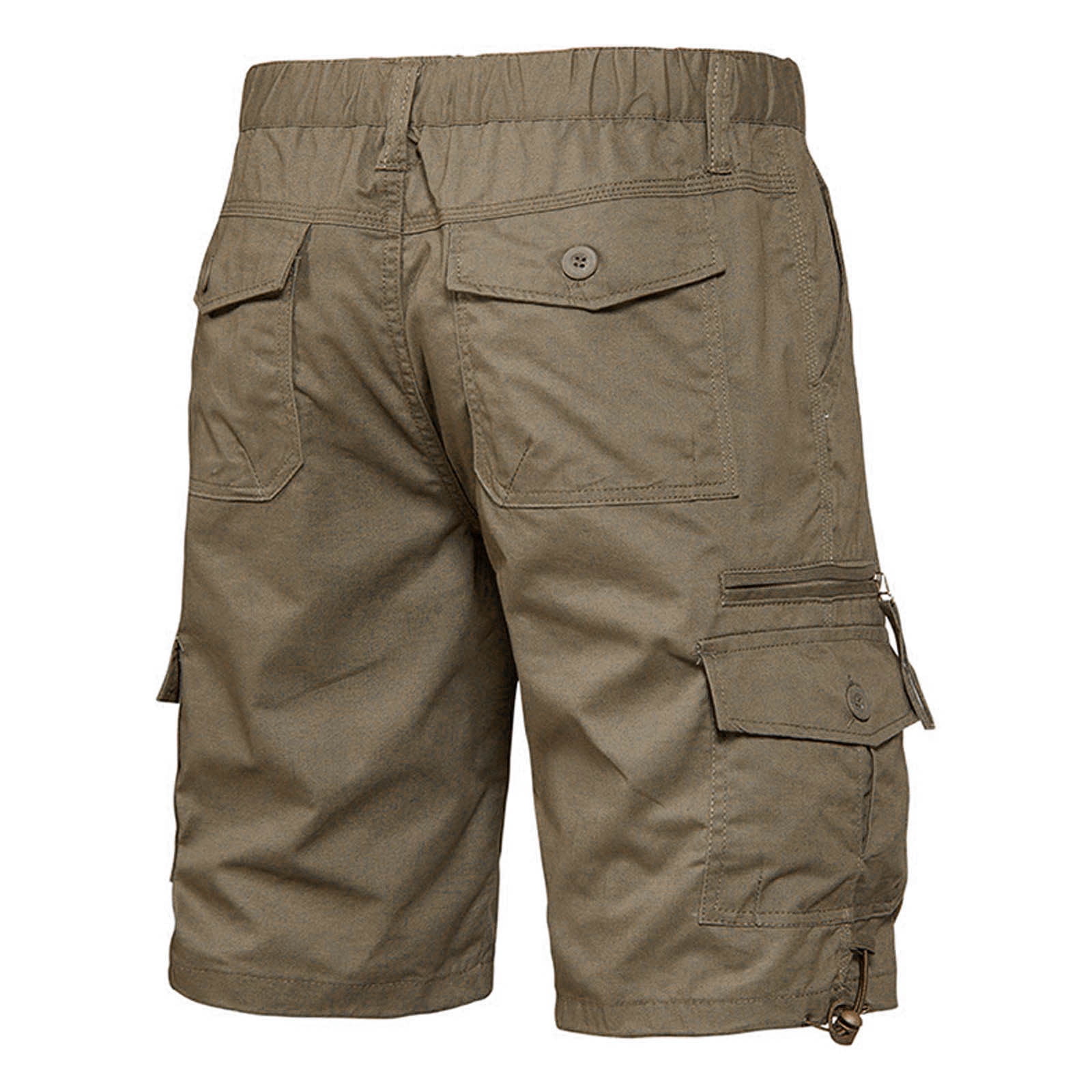 Amvlyk Cargo Shorts for Men Elastic Mid Waist Knee-Length Button Down ...
