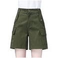thumbnail image 1 of Amvlyk Cargo Shorts for Women High Waisted Wide Legs Bermuda Shorts Elastic Lounge Shorts Lightweight Mid-Length Loose Athletic Shorts with Pockets for Hiking Camping Travel, 1 of 8