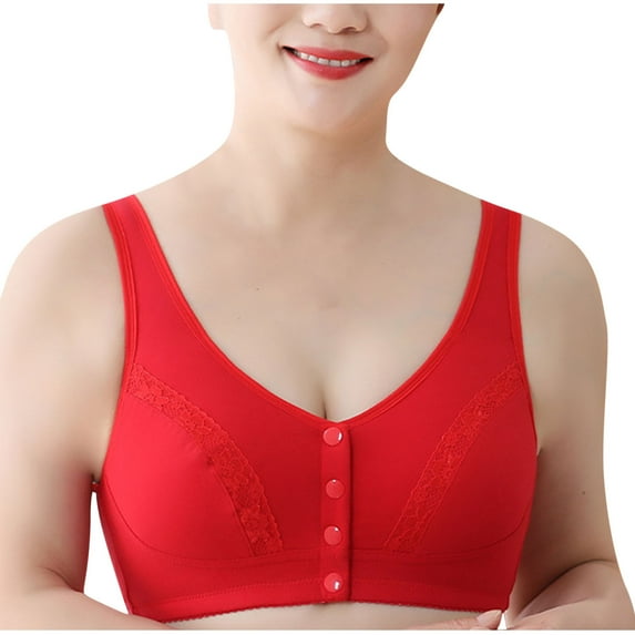 Amvlyk Front Closure Bras for Women Seamless Wireless Comfort Supportive Everyday Bras Wide Shoulder Straps Full Coverage Bras Convenient Snap Closing Bra Push Up Bras for Yoga Daily Workout Lounging