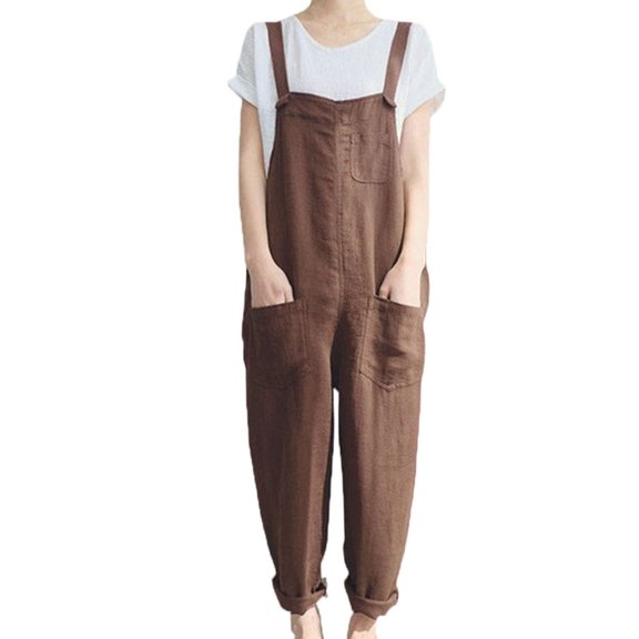 Amvlyk Jumpsuits for Women Summer Sleeveless Spaghetti Strap Rompers Comfortable Workout Wide Leg Long Pants Casual Solid Color Loose Overalls with Pockets for Trendy Beach Vacation Outfits