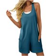 thumbnail image 1 of Amvlyk Jumpsuits for Women Summer Sleeveless Wide Shoulder Straps Short Rompers Comfortable Suspender Shorts Casual Solid Color Overalls Pants with Pockets for Trendy Beach Vacation Outfits, 1 of 9