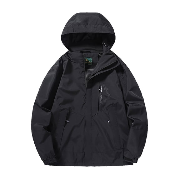 Xugsiok Lightweight Rain Jackets for Men Packable Hooded Waterproof Casual Rain Coats Soft Warm Long Sleeve Pockets Shell Jacket Zip Up Windbreaker for Hiking Travel Outdoor Sports