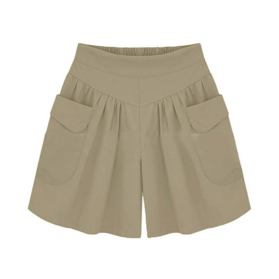 Xugsiok Shorts for Women Plus Size Trendy Casual Wide Leg Shorts Solid Color Athletic Shorts with Pockets Summer Lightweight Loose Shorts for Running Yoga Gym Workout