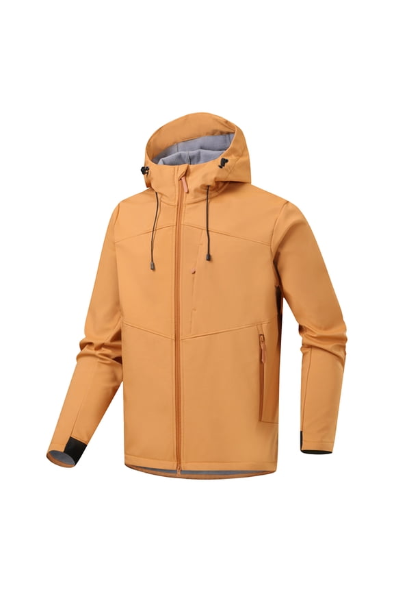 Rain Coat for Men Waterproof Lightweight Casual Solid Rain Jackets with Pockets Soft Warm Long Sleeve Windbreaker Packable Zip Up Hooded Shell Jacket for Hiking Travel Outdoor Sports