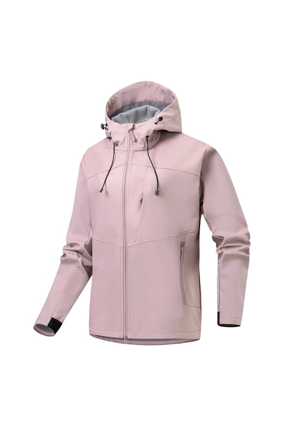 Rain Coat for Men Waterproof Lightweight Casual Solid Rain Jackets with Pockets Soft Warm Long Sleeve Windbreaker Packable Zip Up Hooded Shell Jacket for Hiking Travel Outdoor Sports