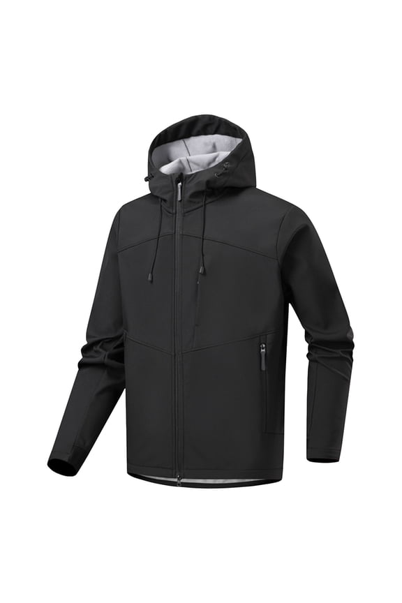 Rain Coat for Men Waterproof Lightweight Casual Solid Rain Jackets with Pockets Soft Warm Long Sleeve Windbreaker Packable Zip Up Hooded Shell Jacket for Hiking Travel Outdoor Sports