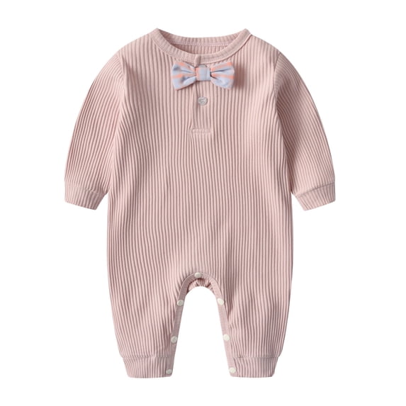 Xugsiok Rompers for Toddler Crewneck Outfits Soft Fashion Newborn Clothes Spring Casual Long Sleeve Jumpsuits Solid Color Onesie Bodysuits for Infant Baby Boy Girl