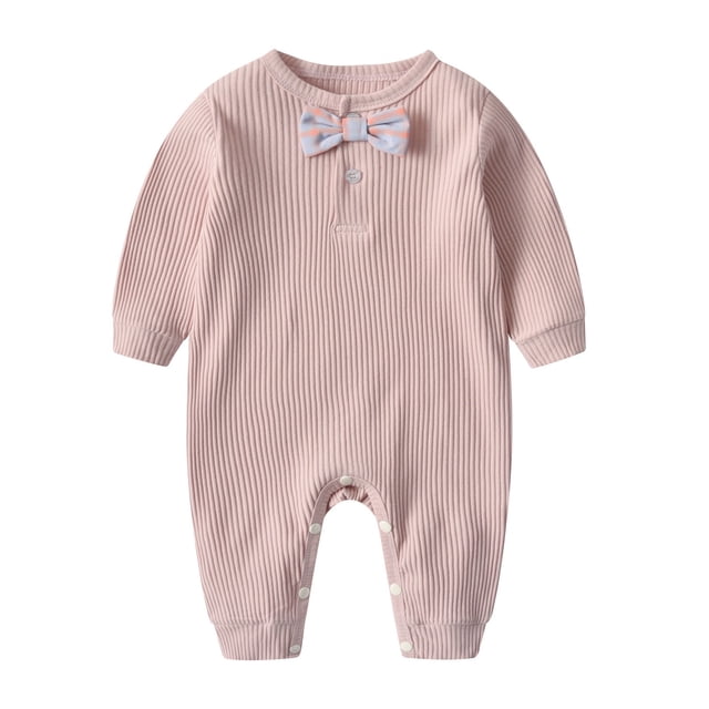 Xugsiok Rompers for Toddler Crewneck Outfits Soft Fashion Newborn Clothes Spring Casual Long Sleeve Jumpsuits Solid Color Onesie Bodysuits for Infant Baby Boy Girl