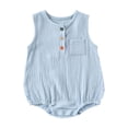 thumbnail image 1 of Xugsiok Rompers for Toddler Outfits with Pockets Soft Fashion Newborn Clothes Summer Casual Sleeveless Button Down Jumpsuits Solid Onesie Bodysuits for Infant Baby Boy Girl, 1 of 3
