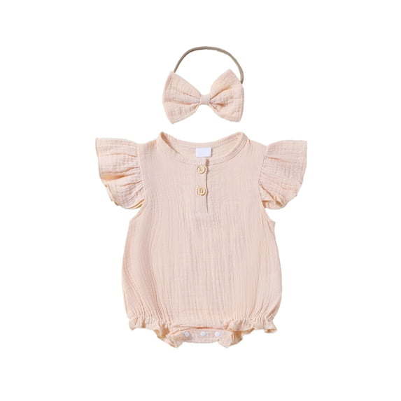Xugsiok Rompers for Toddler Outfits Soft Button Down Newborn Clothes Summer Short Sleeve Jumpsuits Solid Color Onesie Bodysuits for Infant Baby Boy Girl