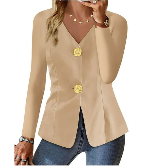 Xugsiok Shirts for Women V Neck Long Sleeve Button Down Fall Tshirt Lightweight Fashion Loose Suit Blouse Tops Trendy Business Wort Casual Basic Tees