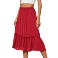 thumbnail image 1 of Amvlyk Skirts for Women Solid Color Elastic High Waist Ruffle Boho Skirt with Pockets Summer Tiered Trendy Ankle-Length A-Line Skirt Fashion Flowy Long Skirt for Beach Casual Outwear Vacation, 1 of 9