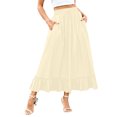 thumbnail image 1 of Amvlyk Skirts for Women Solid Elastic High Waist Ruffle Boho Skirt Summer Tiered Trendy Ankle-Length A-Line Skirt Fashion Flowy Drawstring Long Skirt for Beach Date Casual Outwear Party Walking, 1 of 7
