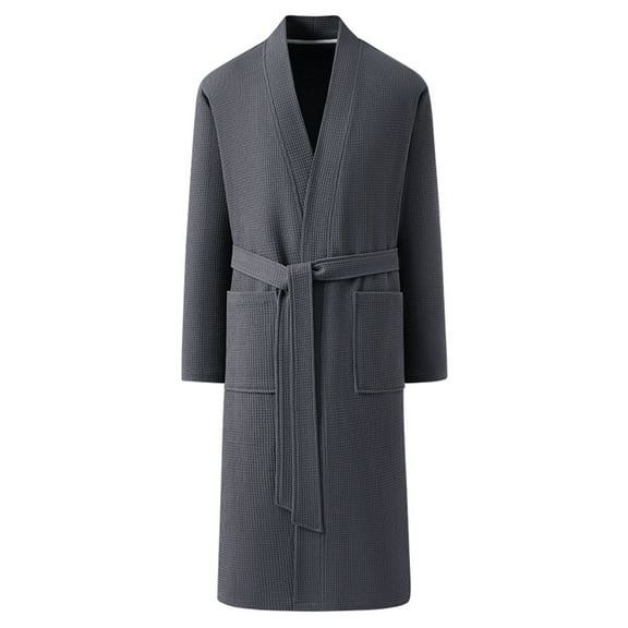 Amvlyk Soft Robes for Men Cozy Warm Full Length Thick Winter Loungewear Spa Bathrobe for Men Gifts with Pocket Nightgown Sleepwear Long House Coat